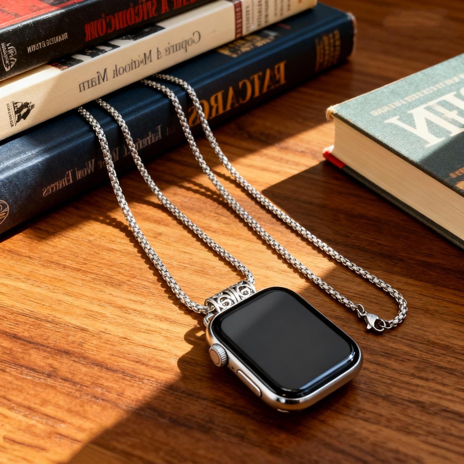 Outdoor Band Compatible with Apple Watch Necklace Fob Clip on Keychain Pendant Lanyard Carabiner Pocket Watch Case Adapter Holder Chain Badge Belt clip Arm Ankle Nurse Strap Iwatch Necklace Women Men
