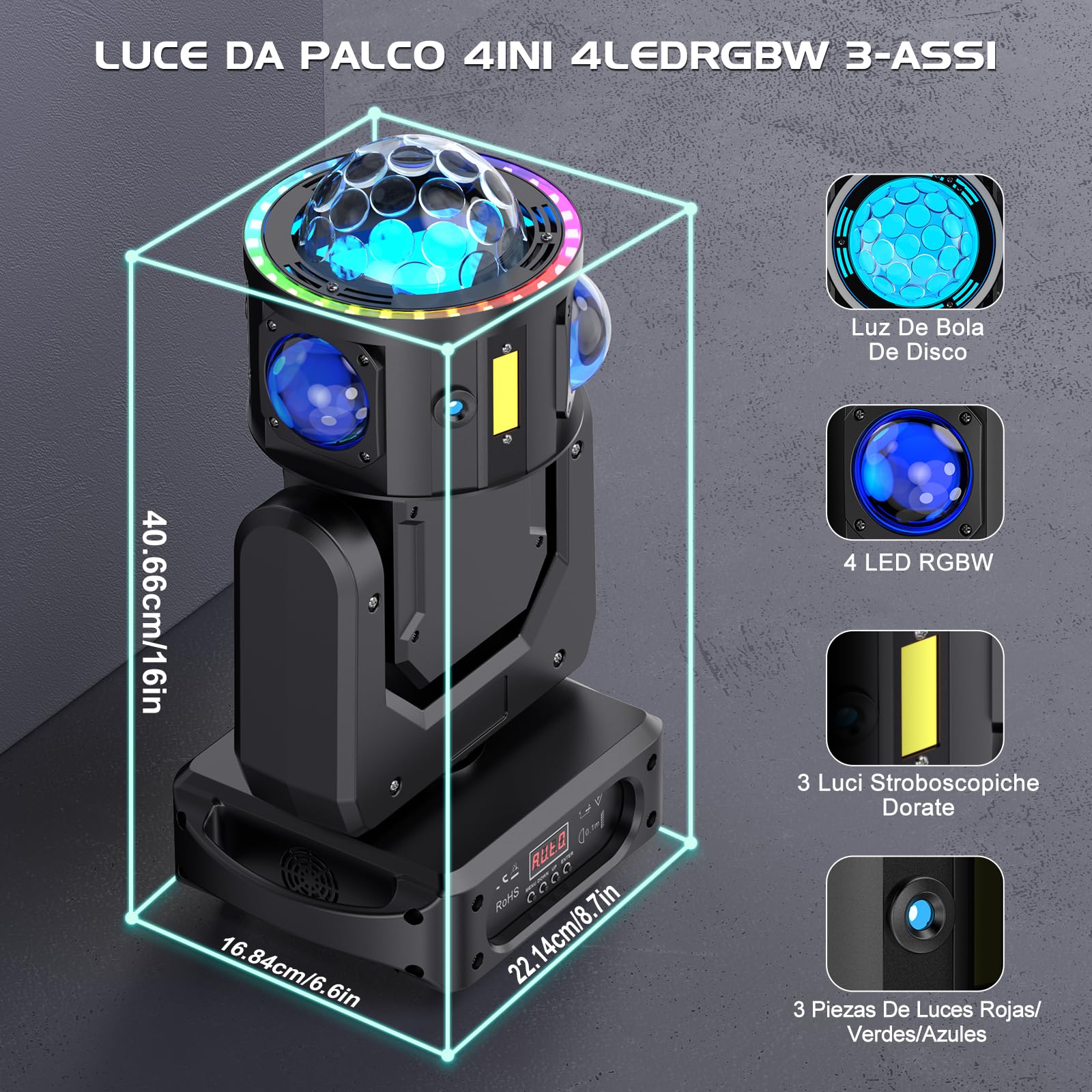 2PCS 150W Lyre LED RGBW Lumière à tête mobile 3 axes Beam Wash Projecteur Rotation infinie Strobe Effekt Lumière de Scène pour Party Club Fête Hochzeit Bar Théâtre