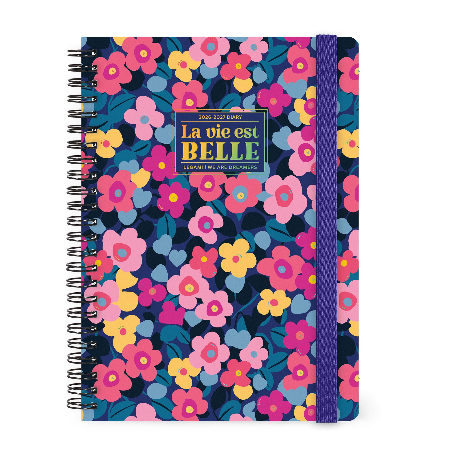 Legami Agenda hebdomadaire à spirale 2026-2027 Flowers 16 mois 15 x 21 cm FSC