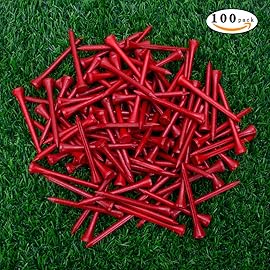 THIODOON Golf tees 2 3/4 inch Less Friction Wood Tees Training for Golfer Professional Natural Wood Golf tees Bulk 100 Count Golfing Tees(Red,2-3/4 inch 70mm)