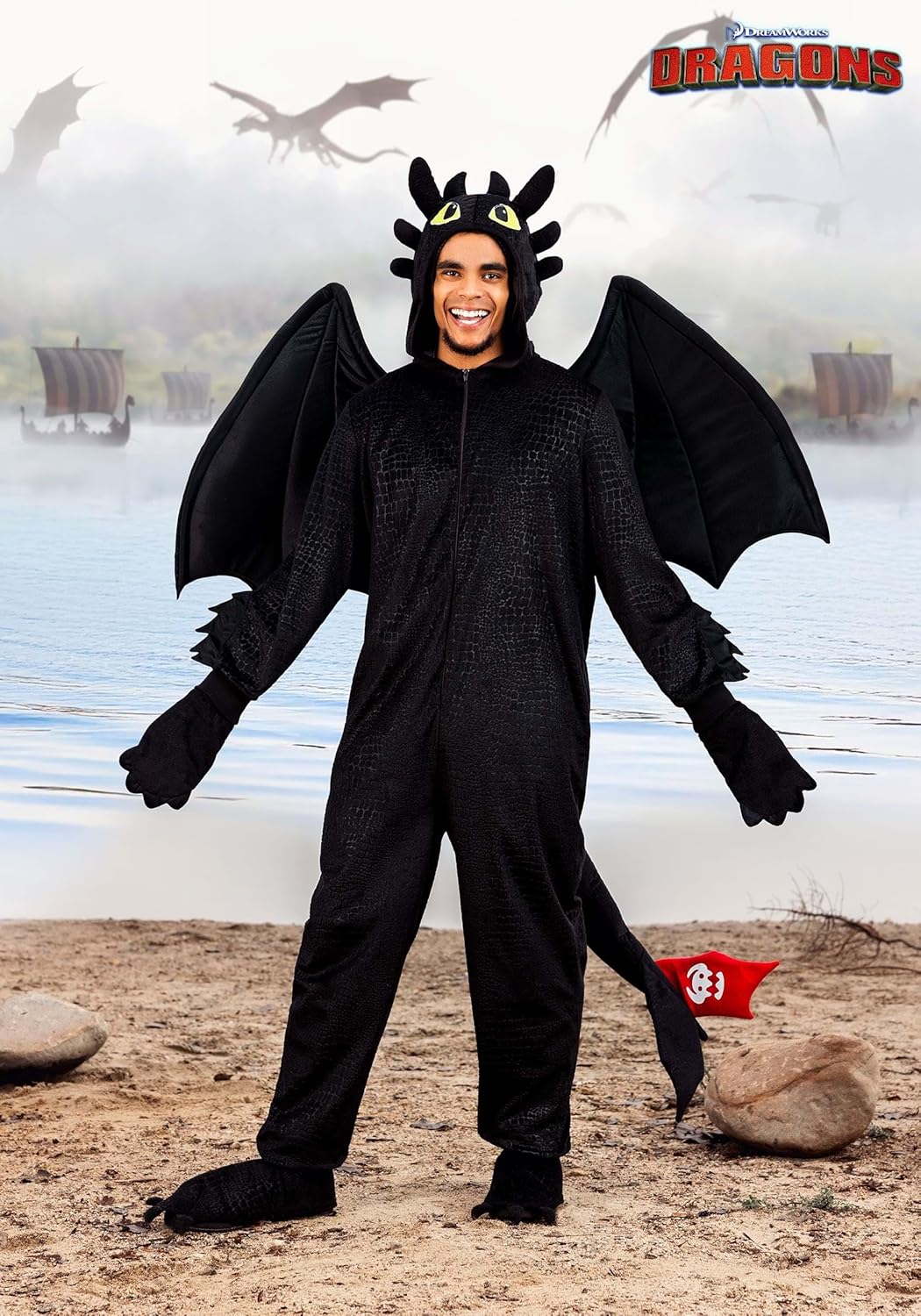 How to Train Your Dragon: Adult Toothless Costume | HTTYD Toothless Cosplay Outfit | Men's Black Dragon Movie Costume