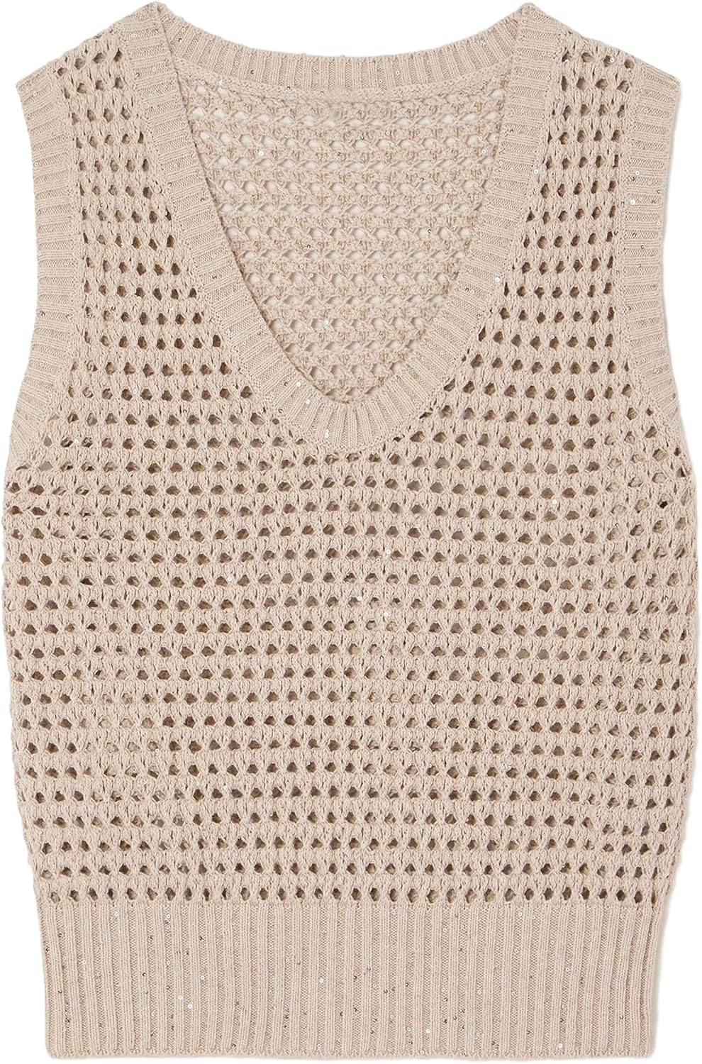 Women's Crochet Sequins Sweater Tanks Summer Lightweight Tops Bohemian Sleeveless Hollow Out Beach Knitted Vests - Image 6