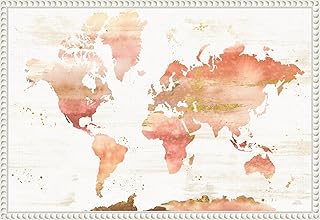 Amanti Art Framed Canvas Wall Art 16x23 Desert Blooms Abstract Map by Laura Marshall, Framed Wall Art Canvas, Maps Artwork, Traditional Decor, Medium Poster Painting for Living Room, Bedroom,