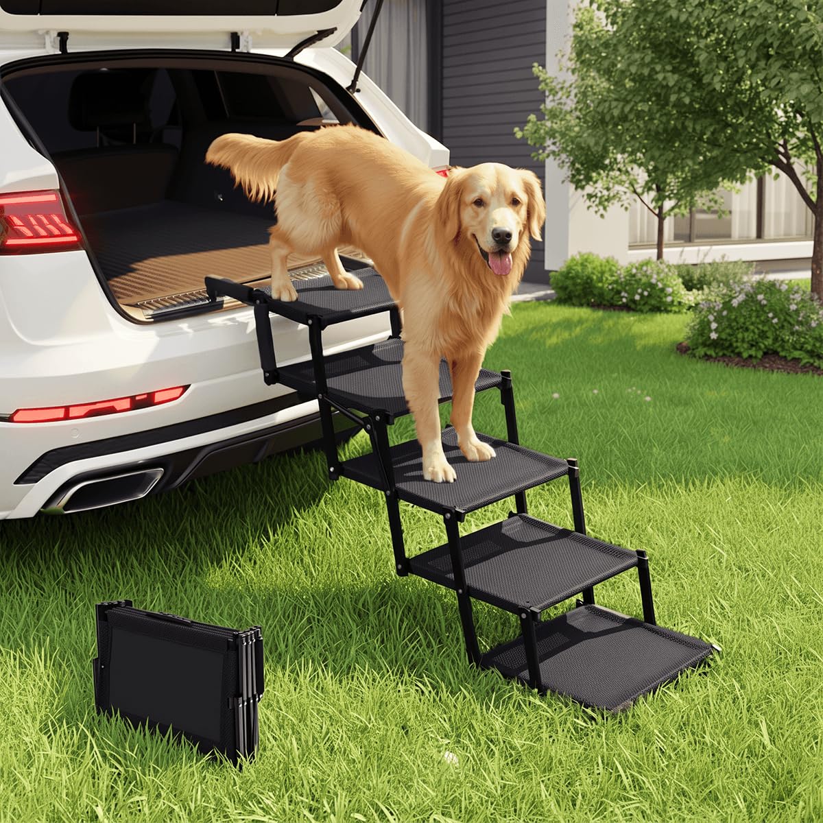 Oiilores Foldable Dog Stairs for Large Dogs