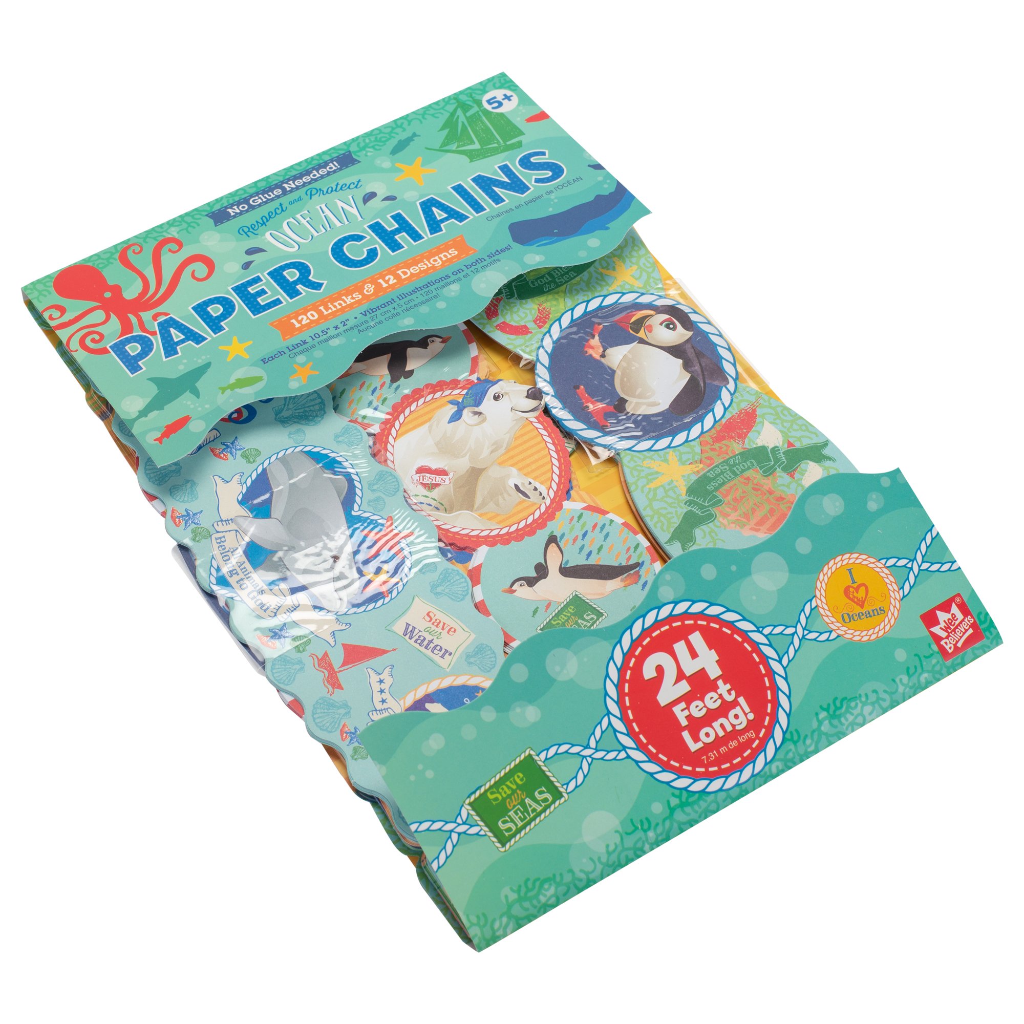 Wee Believers Oceans Respect and Protect God's Creation 24 Foot Paper Chain Activity Set