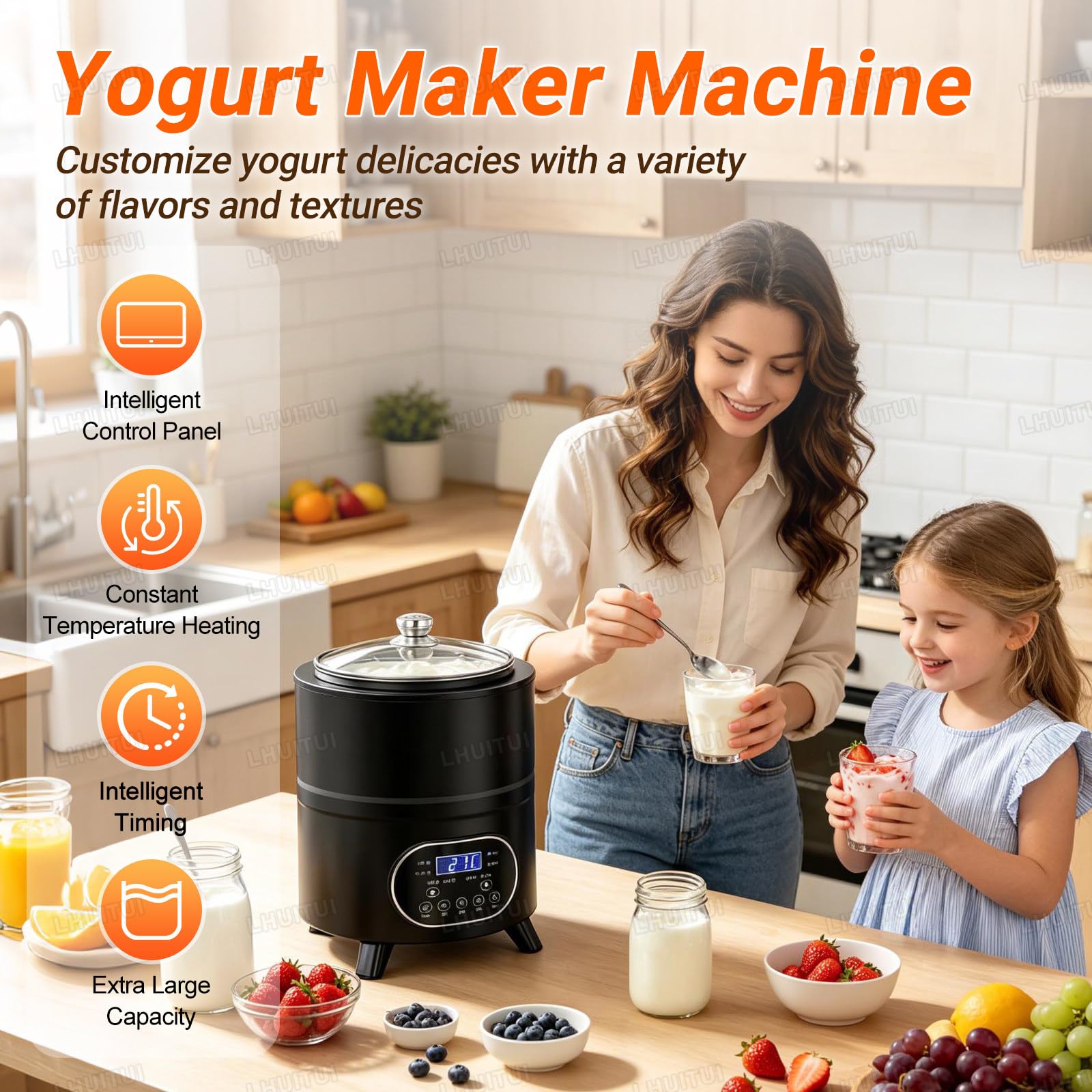 Fermenteur Multifonction 8L/12L, Yaourtière avec Écran LCD Black-12L