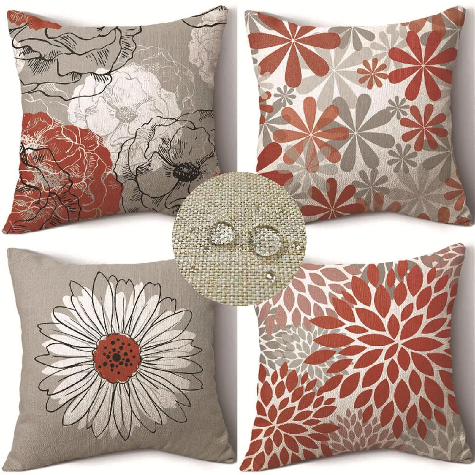 Housse de coussin imperméable fleurs d'automne pour une ambiance chaleureuse