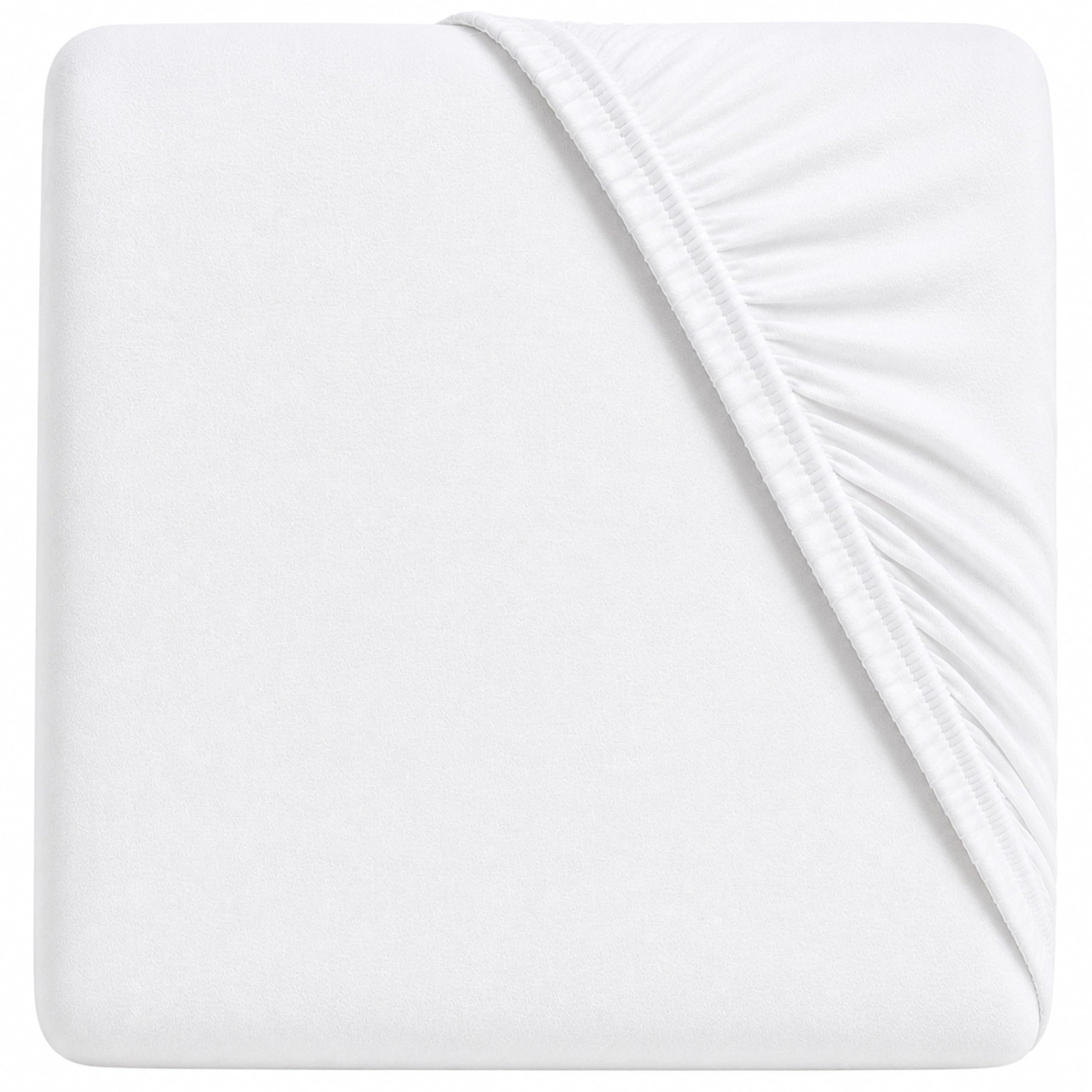 Dudu N Girlie Fitted Travel Sheet 95 x 65 cm – White, Soft Jersey Cotton Mattress Sheet for Portable Baby Beds
