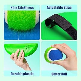 EVERICH TOY Upgraded Toss and Catch Ball Game Set, Kids Toy Stocking Stuffers for Boys Girls Ages 3-12, Includes 4 Paddles 4 Sticky Balls, Water-Resistant Indoor Outdoor Toy for Beach Pool Yard