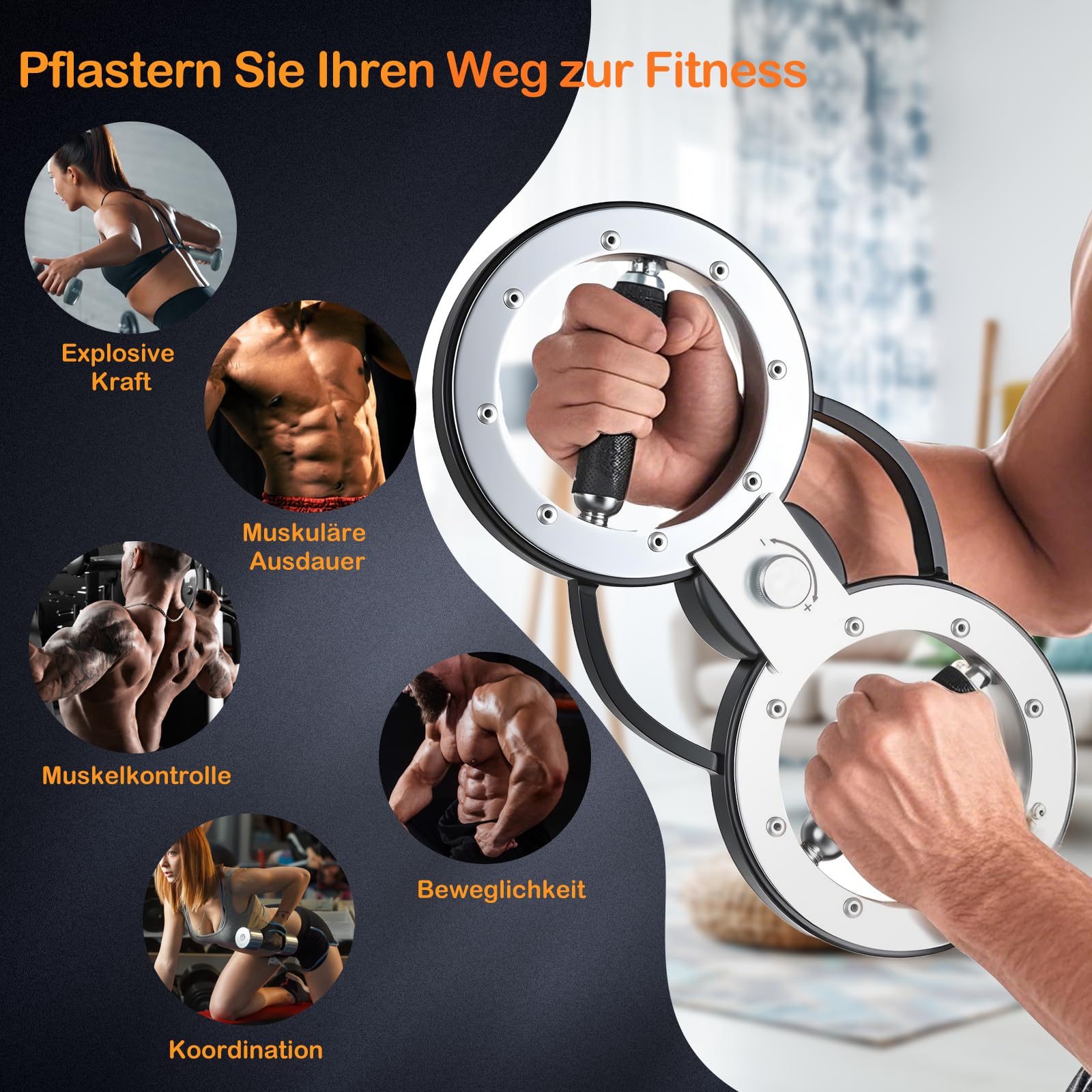 GYMAX Unterarmtrainer & Griffkraft Trainer, Handtrainer mit 360 Grad drehbarer Griff & einstellbarem Widerstand von 10 bis 30 Pfund, Unterarm Trainingsgerät für Zuhause Bizeps Rücken Schulter