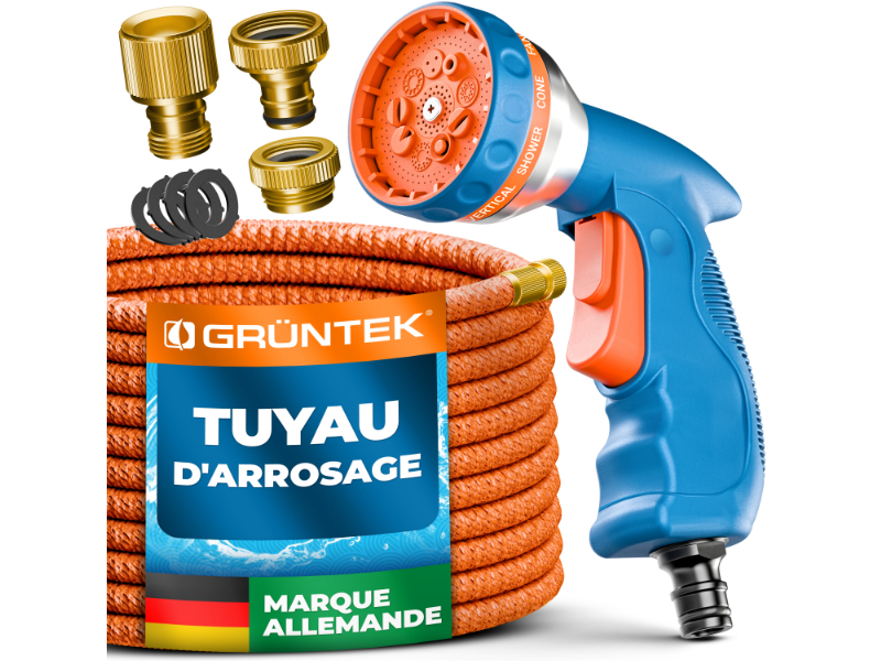 Relxitl Tubo Da Giardino In Metallo 30 Metri: Pila In Acciaio Inox 304 Con Ugello A 10 Funzioni, Antigroviglio, Leggero, Per Esterni E Pulizie (Grigio, 5/8") - 2