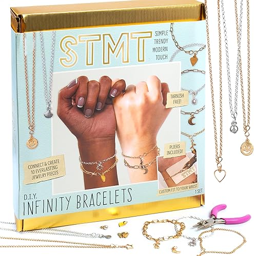 STMT DIY Infinity Jewelry, haz 10 pulseras para siempre, kit de cadenas de pulseras permanentes, pulseras de dijes delicados, cadenas de acero