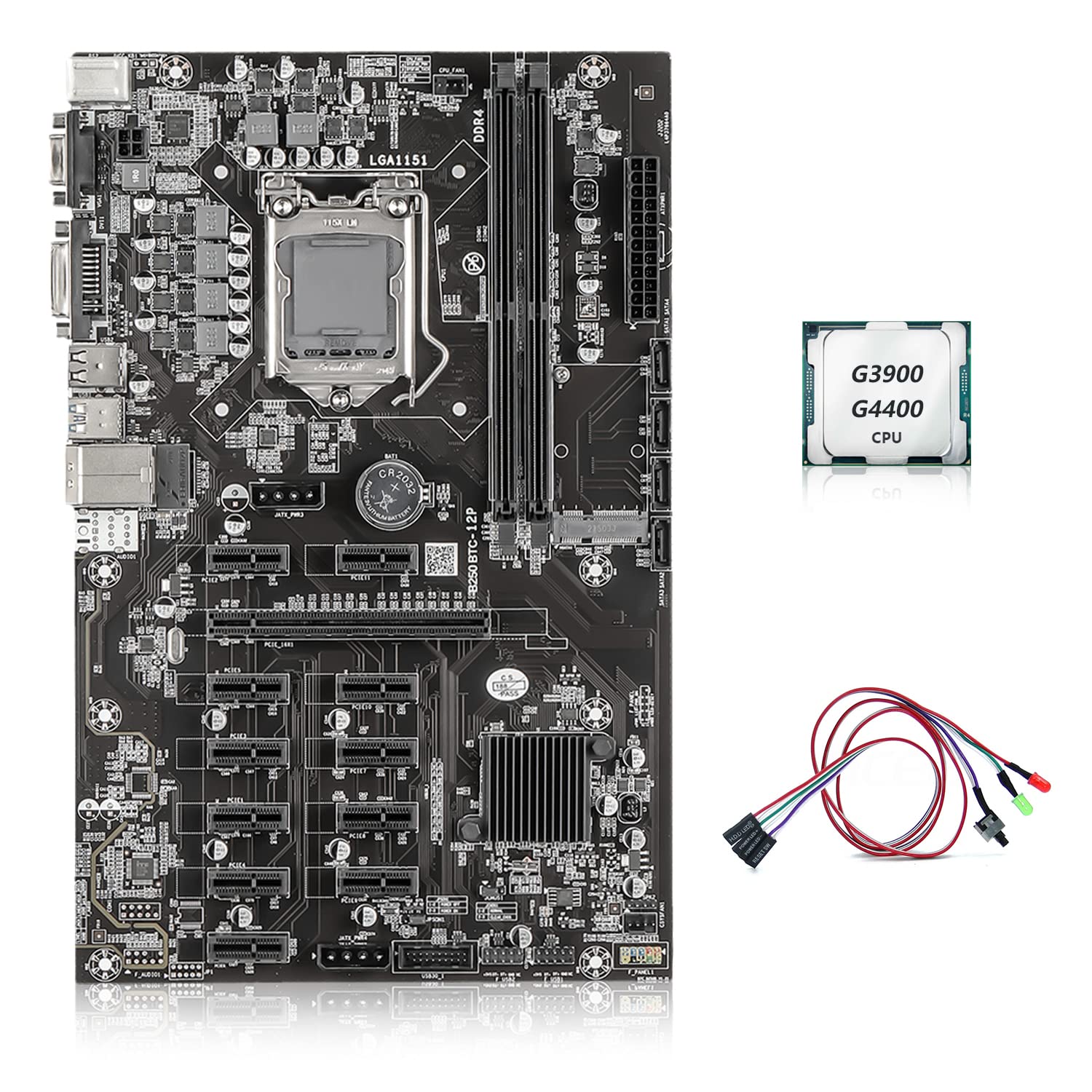 BITEO B250 Mining Motherboard Boot Up Mining with CPU Support 30/20/10 Series GPU 12 PCIe X1 to PCIe