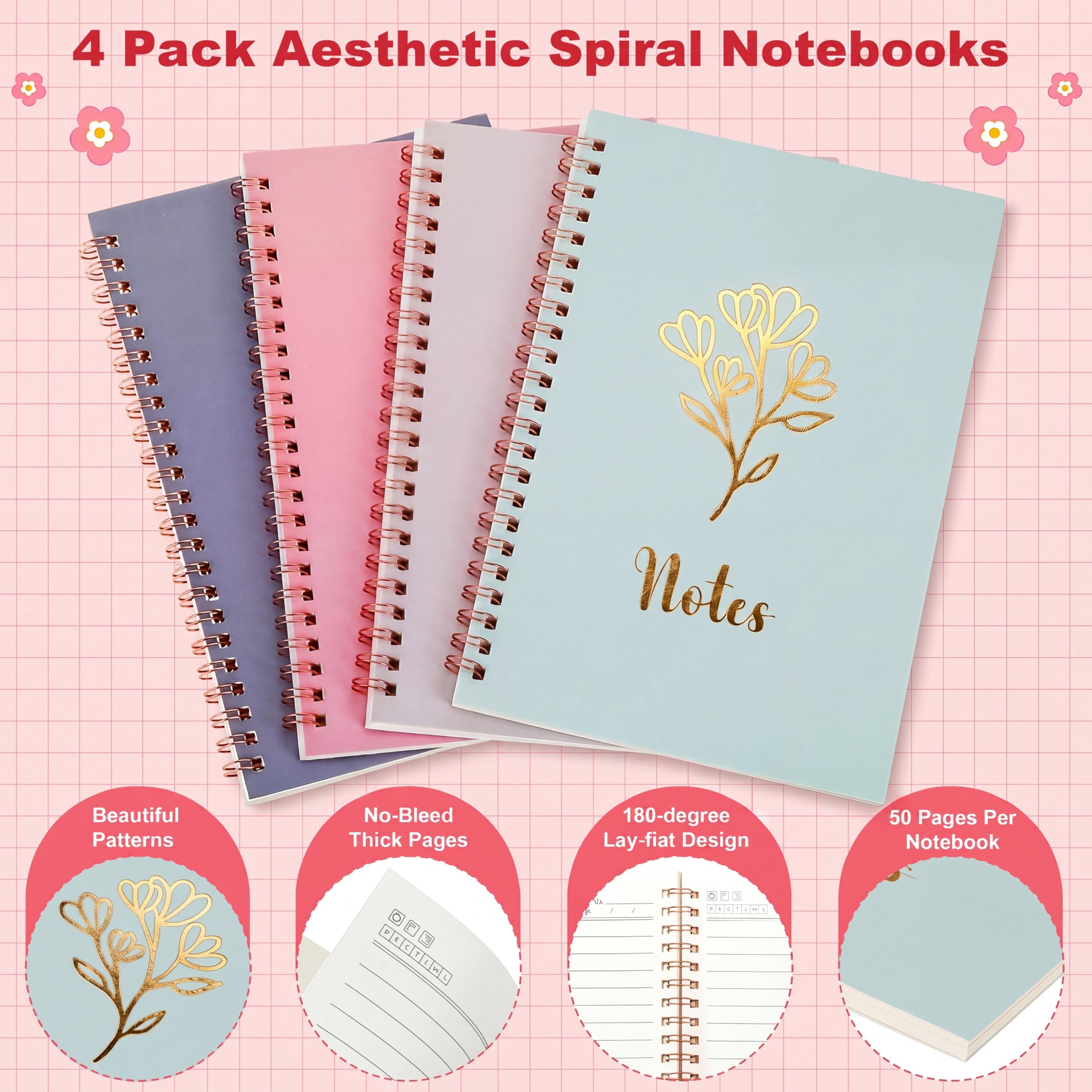 Resurhang Set di cancelleria per quaderni a spirale, 36 pezzi, materiale estetico per la scuola, kit di studio biblico, accessori essenziali per ufficio e università, include astuccio per appunti A5