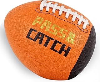 PassCatch Training Football, Peewee Size(Ages 3-9) Kids/Youth (Ages 7-13) Official Size(Ages 13+) Fatherless Bounce Back Leather Football Improving Enhance Solo Passing Catching Skills