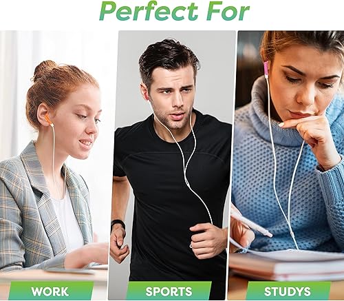 Miniatura 5 de Paquete de 50 auriculares con cable multicolor para niños, desechables, empaquetados individualmente, perfectos para estudiantes en bibliotecas de