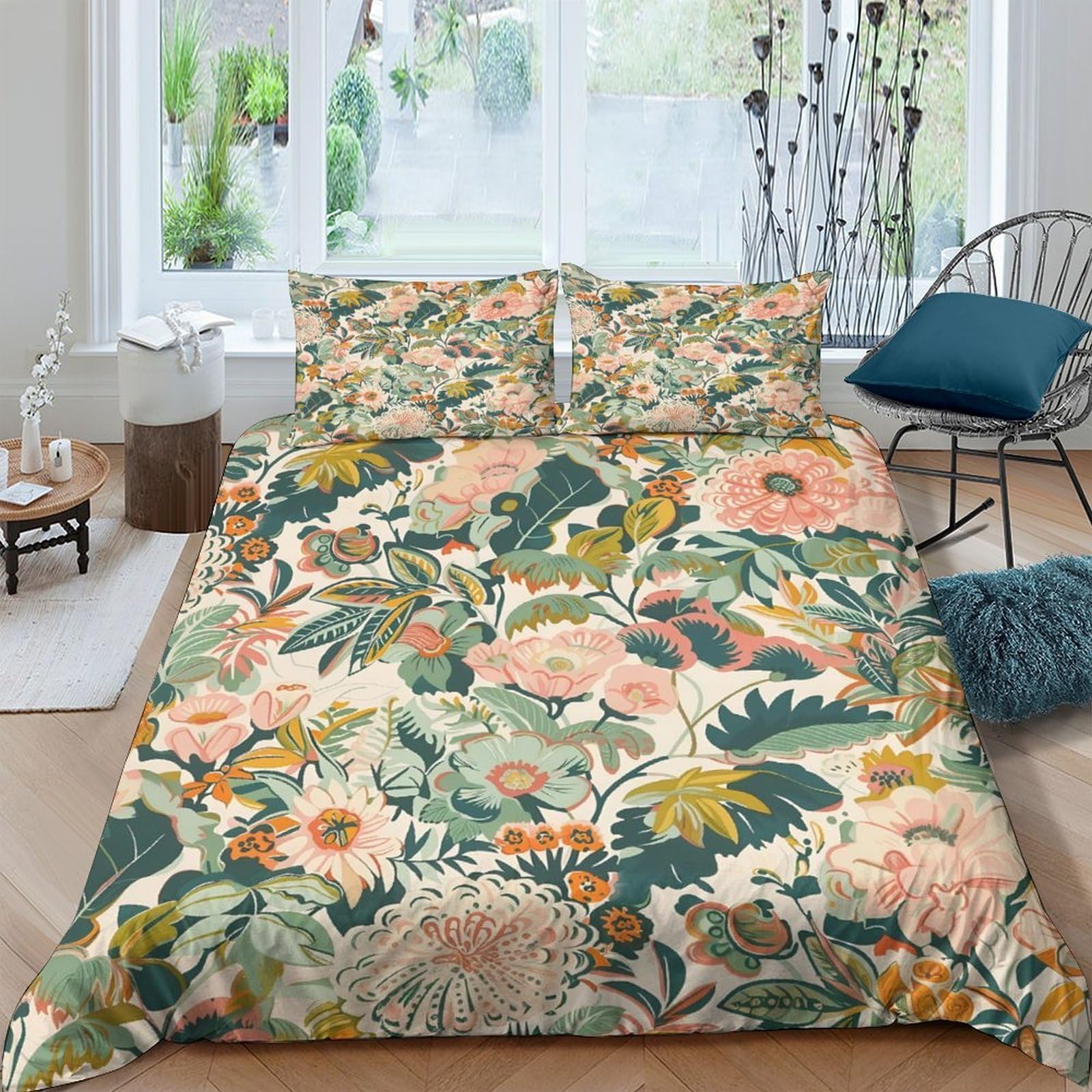Ctjqhvkz Style-2 3D Printed Botanical Garden Fitted Sheet Microfiber Soft Breathable Floral Meadow Bed Cover For Bedroom Guest Room Single（135X200cm）