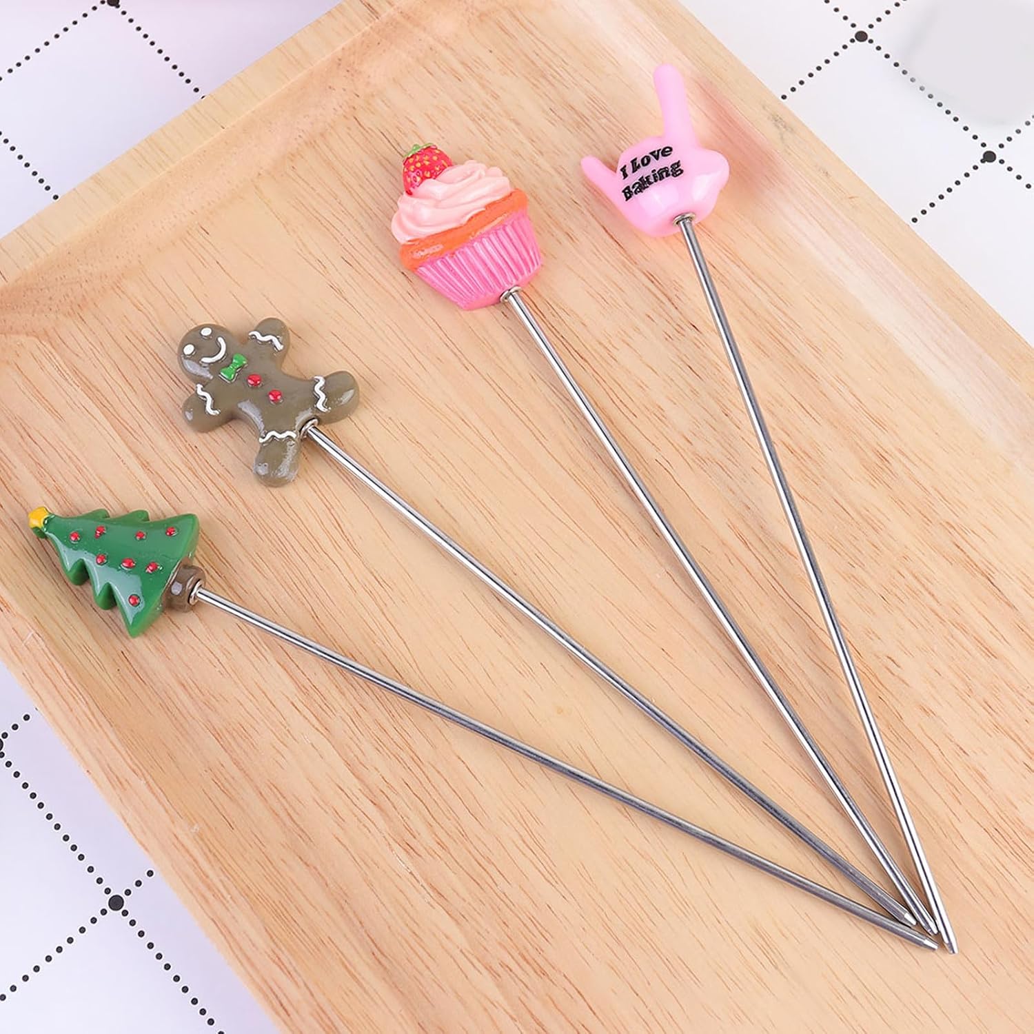 4pcs Stainless Steel Cake Testing Probes for Cupcake and Cake Baking Xmas