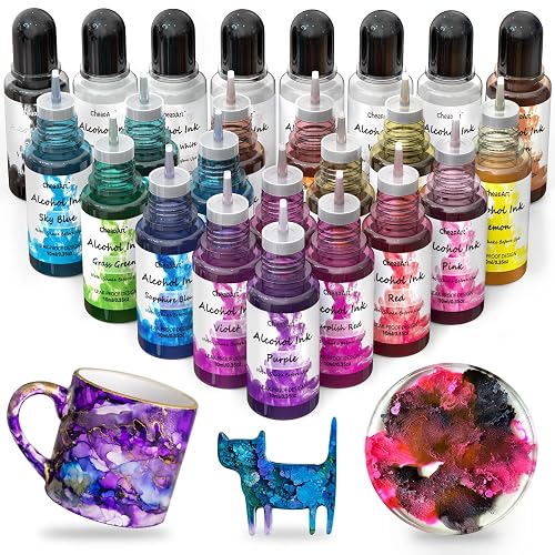CHEAPART Alcohol Ink Set 24 Vibrant Colors Resin Dye High