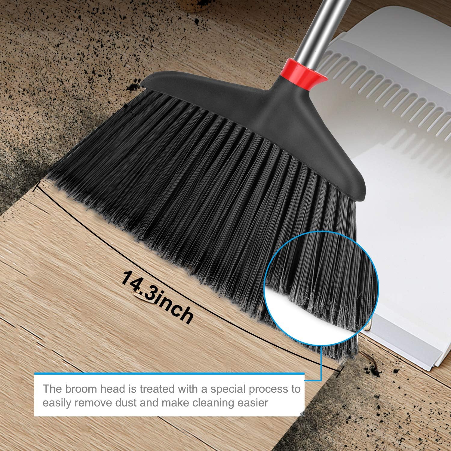 Heavy Duty Broom for Floor Cleaning Outdoor Indoor - CLDREAM Angle Brooms for Sweeping is Perfect Commercial Courtyard Garage Home Kitchen Office Floor Pet Hai : Health & Household