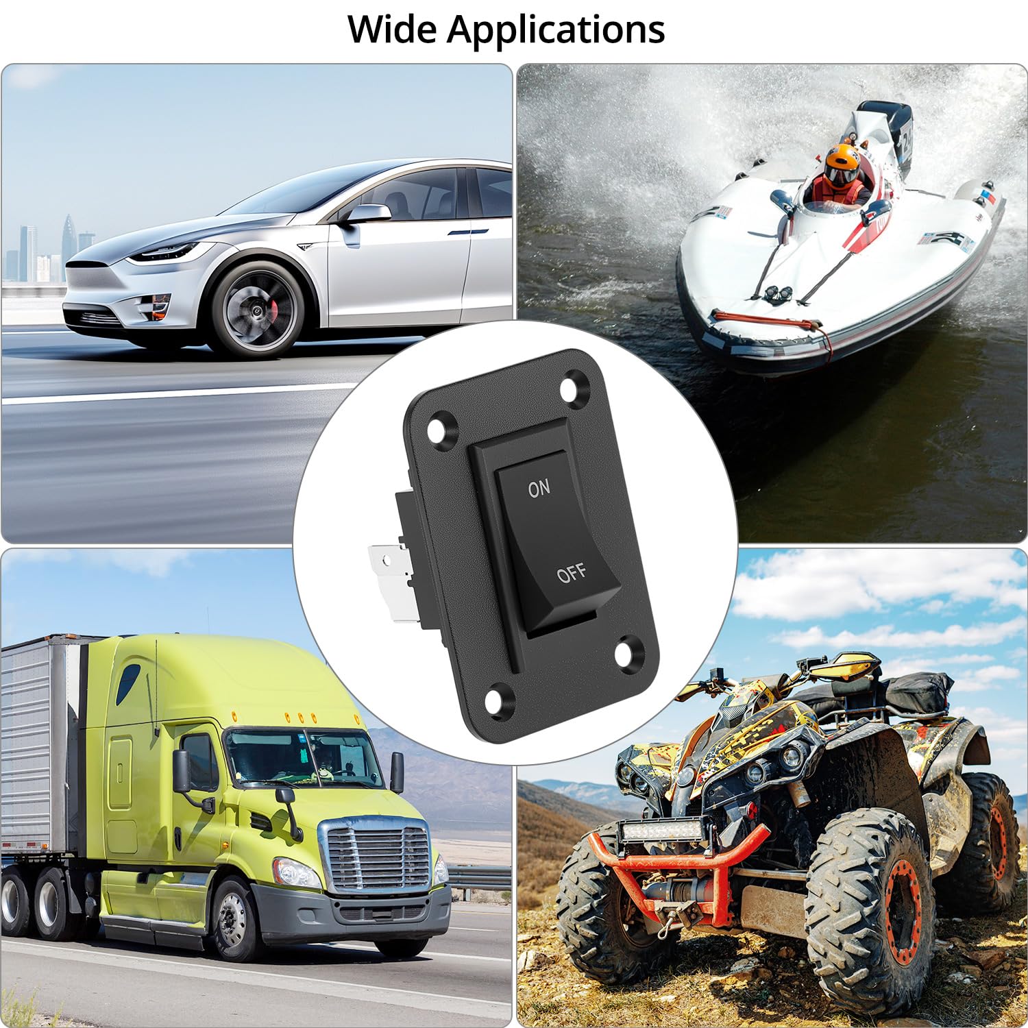QWORK® Interruptor de 4 polos ON/OFF 12V 20A DPDT, panel con interruptor de palanca, para autocaravanas, remolques, barcos