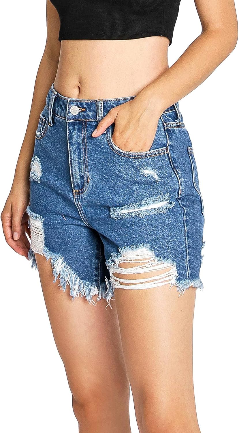 Cello Jeans Women's Juniors High Rise Ripped Distressed Denim Shorts - Image 3