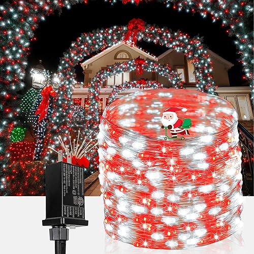 Vista 94 de Guirnalda de luces LED enchufables de 33 pies, impermeable, para exteriores e interiores, 8 modos con temporizador, luz de Navidad, decoración