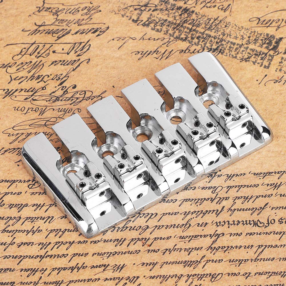 5 String Bass Saddle, Repair Parts with 5 Screws, Metal Silver, 189g Wrench for 66mm Five String Bass