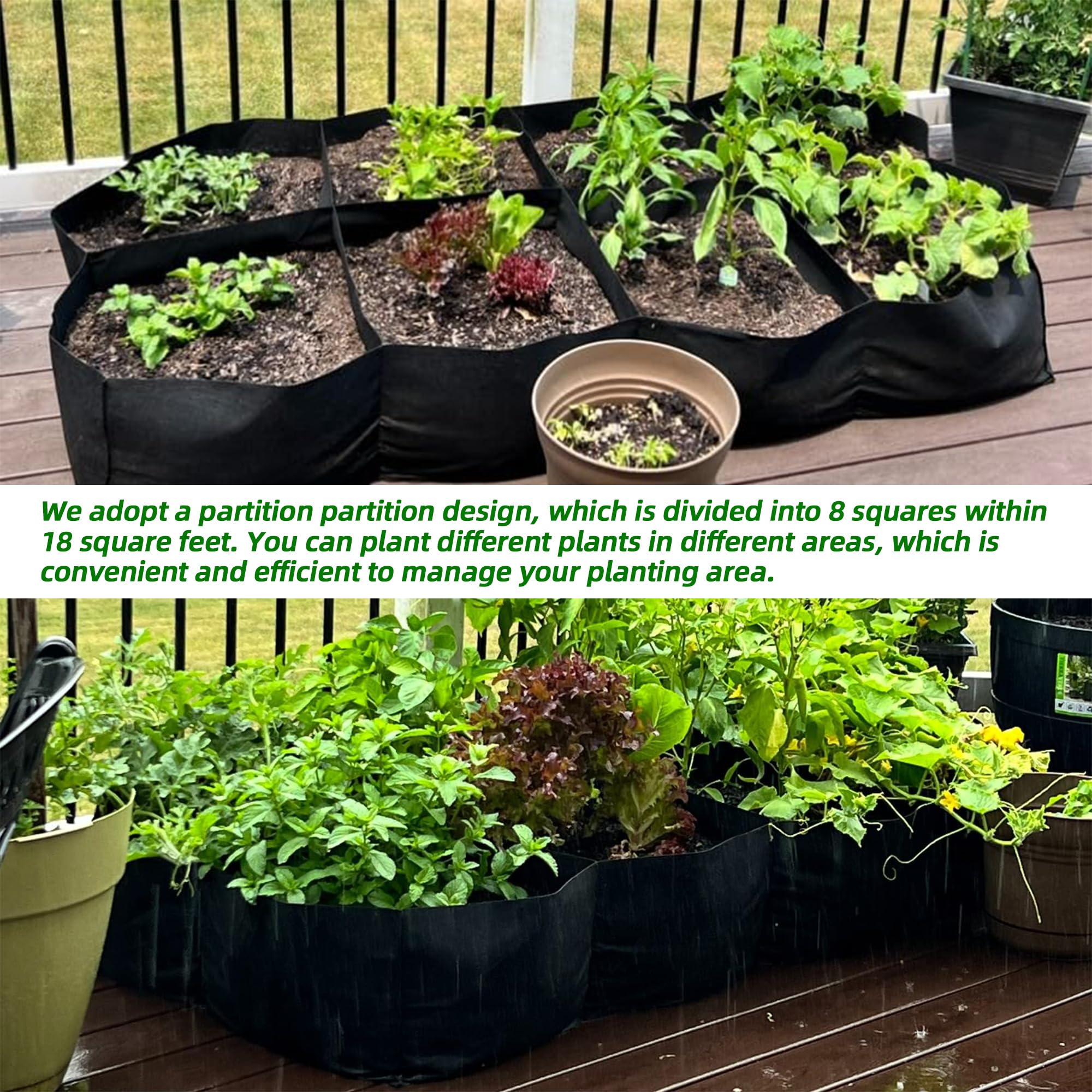 CJGQ Lot de 2 Sacs de Jardin surélevés en Tissu de 1,8 x 0,9 x 0,3 m pour cultiver des Herbes, des Fleurs et des légumes, 400 litres