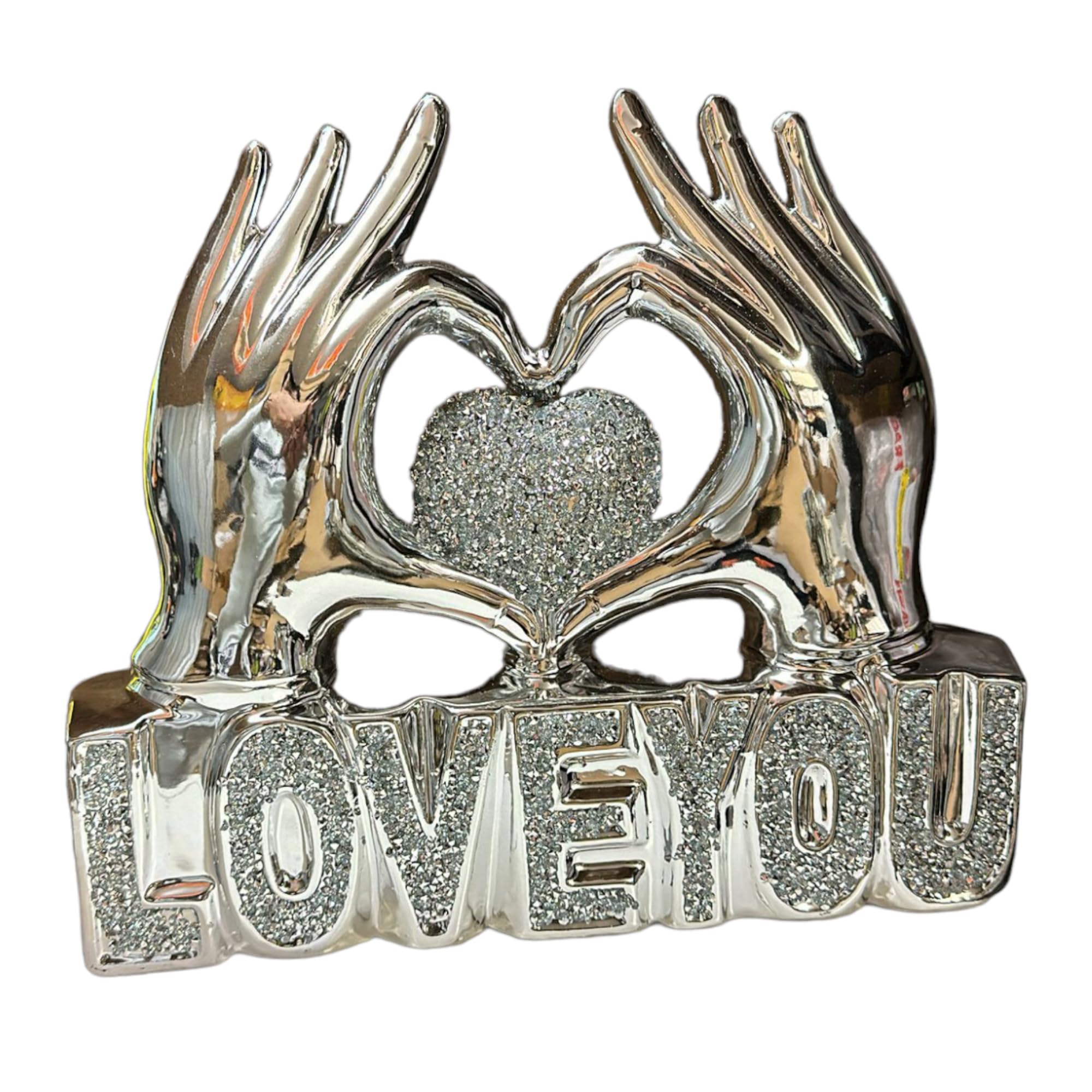 Silver Crushed Diamond Heart In Heart Sculpture: Exquisite Symbol Of Love For Wedding Anniversary, Birthday, And Home Decor