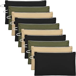 10 Pcs Tool Pouch Zipper Bag Canvas Tool Pouch 600D Polyester Tool Bags 210D Interior Fabric Repair with Brass Teeth Zipper Pouch 12 x 7'' Heavy Duty Canvas Tool Multipurpose Organizer Pouch