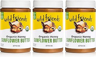 Wild Friends Foods Organic Honey Sunflower Butter, 16oz Jars, Gluten-Free, Non-GMO, Palm Oil Free, 3 Count