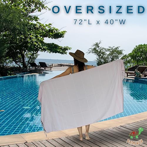 Miniatura 2 de PARK & OZ Toalla turca de playa Manta de gran tamaño 100% algodón de secado rápido, absorbente, sin arena, 72 x 40 pulgadas, extra grande, ligera,
