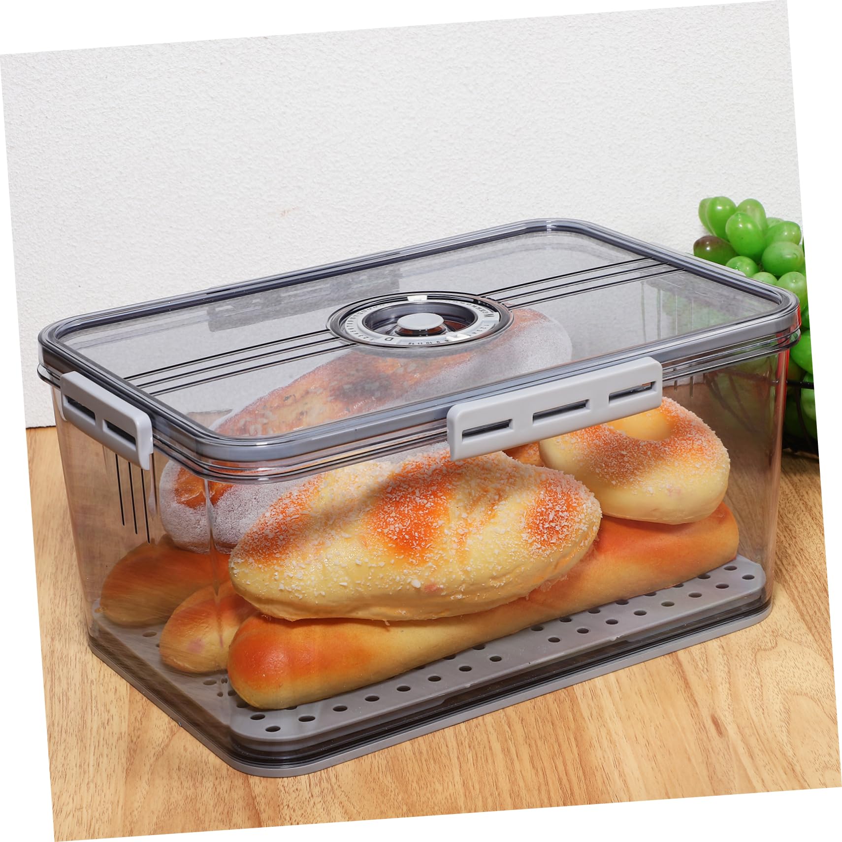 ULTECHNOVO Frischebox aus Pet mit Zeiterfassung für Obst und Brot | Abnehmbare Ausführung, Große Kapazität, Vierseitige Verriegelung, Transparente Kühlschrankbox für Lebensmittel