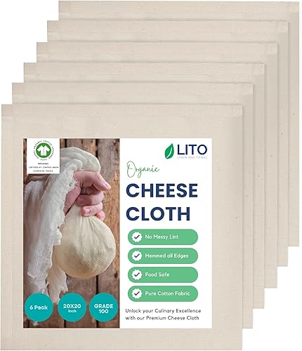 Estopilla  Bolsa de leche de nueces, filtro de malla fina, colado reutilizable, grado 100, paño de muselina de mantequilla sin blanquear para