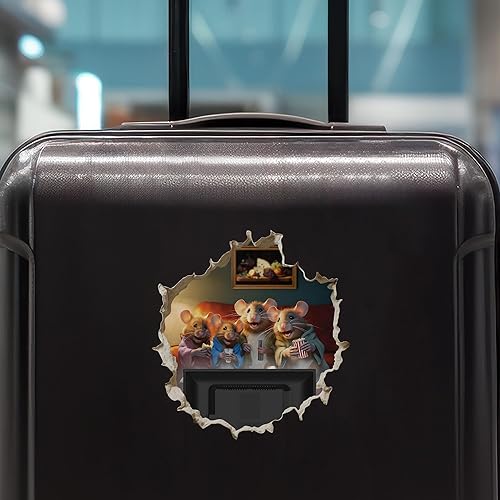 Miniatura 7 de Calcomanía de pared 3D con agujero para ratón, diseño de familia de ratones