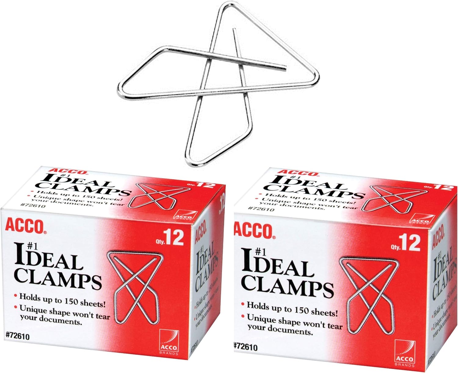 ACCO Ideal Paper Clamp (Butterfly Clamp), Smooth Finish, No.1 Size (Large), 12/Box (A7072610) (Pack of 2) image 2