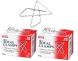 ACCO Ideal Paper Clamp (Butterfly Clamp), Smooth Finish, No.1 Size (Large), 12/Box (A7072610) Pack of 2 – view 1