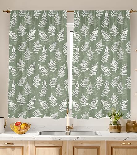 Miniatura 16 de Cortinas de Cocina (2 Piezas) Sobre el Fregadero para Ventana de Baño Café Sótano Cortinas para Cocina Granja Cortina Corta Mini Flor Abeja Verano