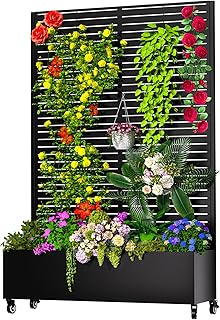 MTART Metal Planter Box with Trellis, 72.1