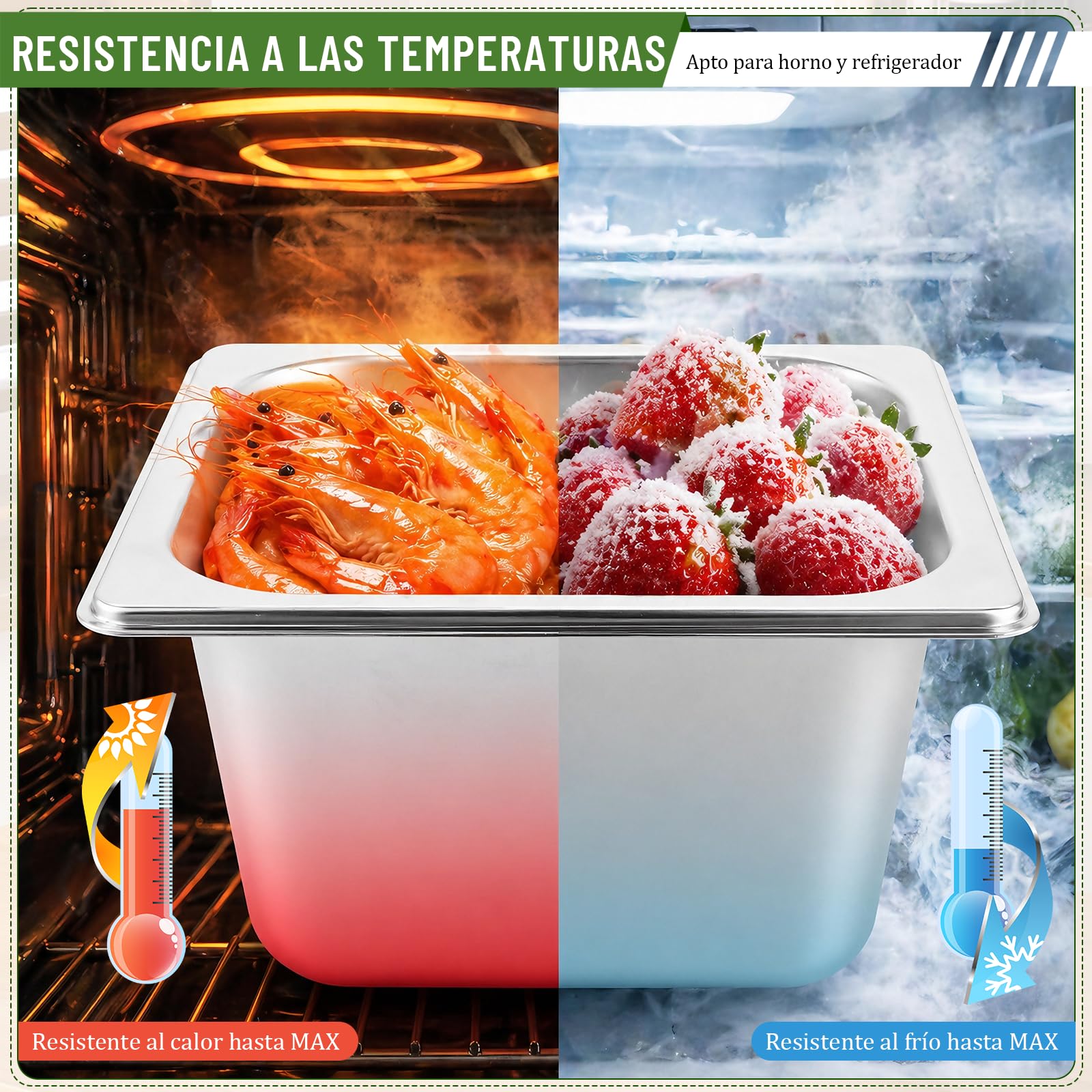 4 recipientes GN 1/6, 17,6 x 16,2 x 10 cm, recipientes de acero inoxidable con tapa, recipientes apilables para gastronomía, recipientes gastronómicos, recipientes gastronómicos, recipientes