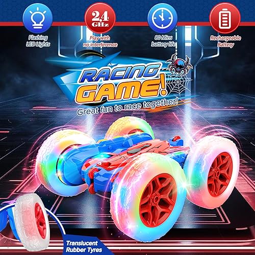 Miniatura 2 de Coche de juguete a control remoto para niños de 3 a 12 años, autos RC con tira de luces, juguetes para niños de 4, 5, 6, 7, 8, 9, 10 años, auto de