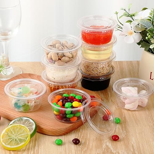 Miniatura 4 de Juego de 2000 vasos de plástico para porciones con tapas, recipientes pequeños de plástico transparente apilables, vasos herméticos para