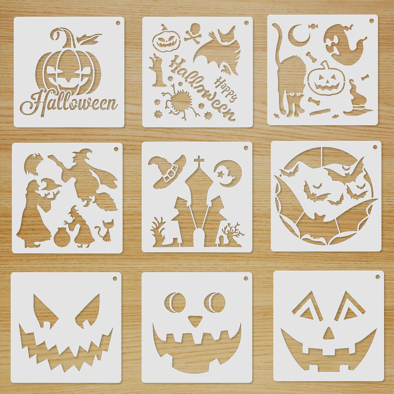 Buy Halloween Stencils Templates, 9Pcs Plastic Halloween Stencils ...