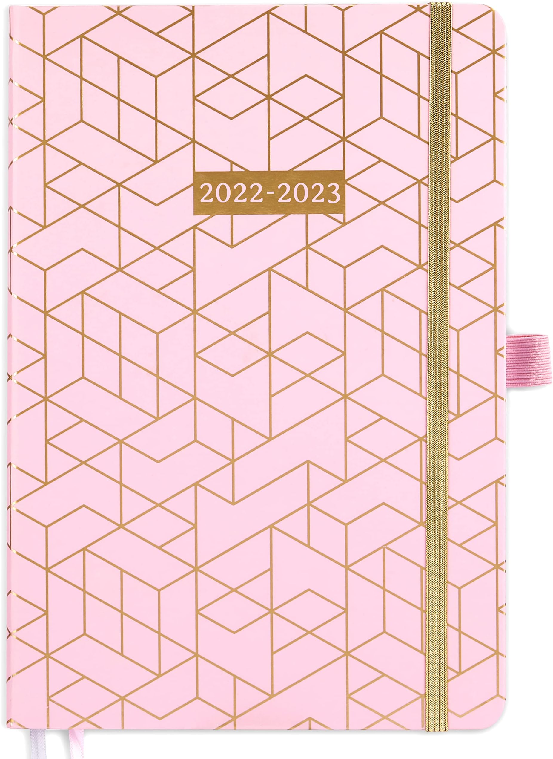 Academic Diary 2022-2023 - Mid Year Diary 2022-2023 Week to View, August 2022 - July 2023, Pen Loop, Inner Pocket, Thick Paper, 2 Bookmarks, Elastic Closure, 8.4" x 5.9", Pink Cover