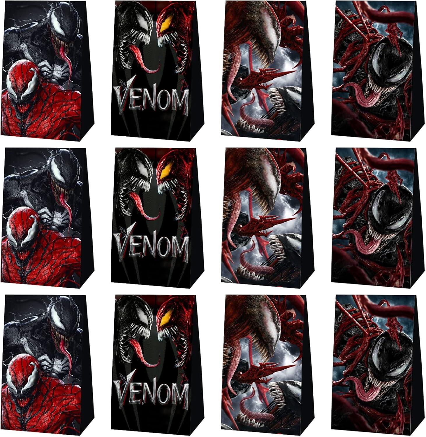 12Pcs Venom Party Favor Bags, Venom Fans Birthday Paper