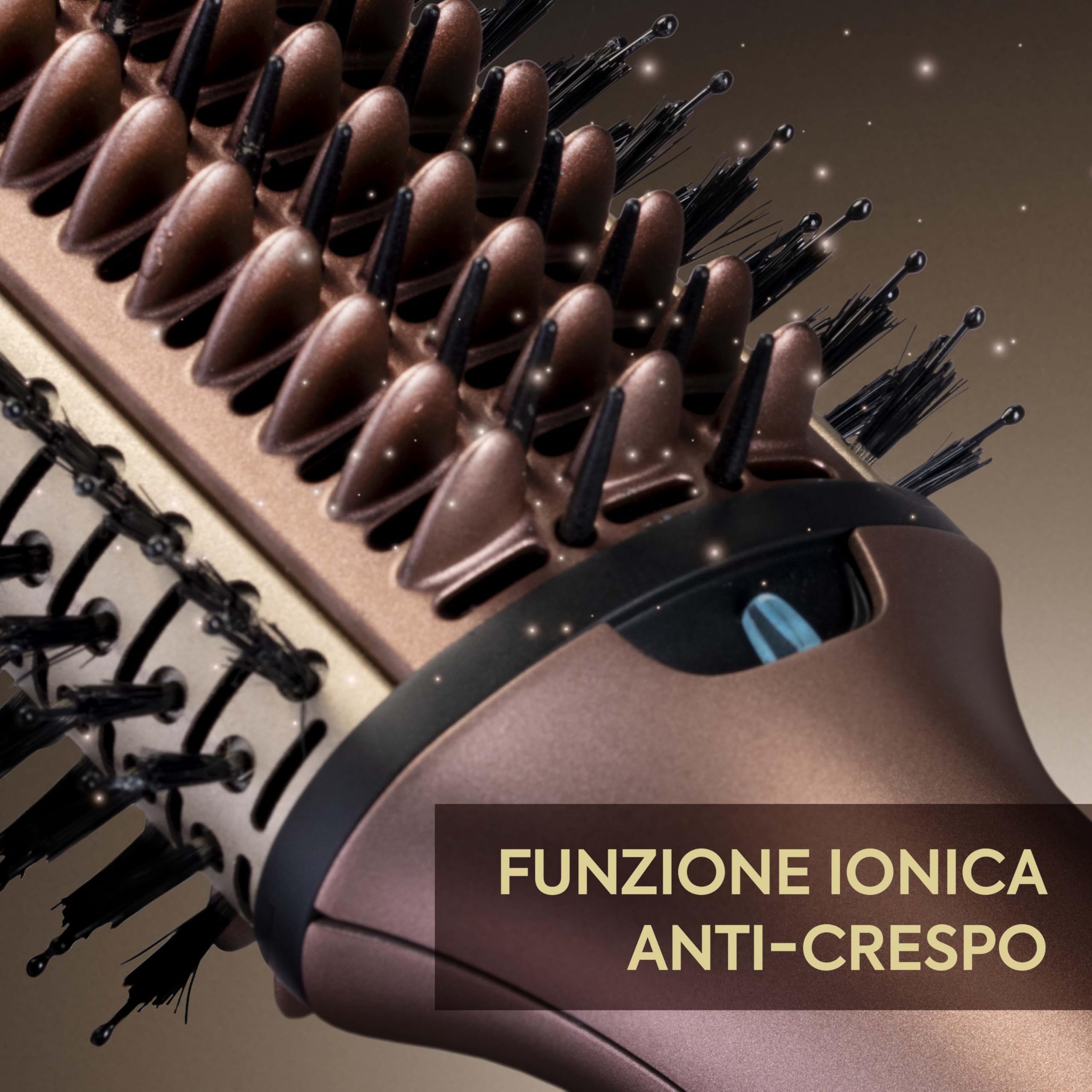 BaByliss Air Power Volume 2in1 Styler e asciugacapelli, da capelli bagnati ad asciutti, spazzola asciugacapelli volumizzante per capelli da medi a lunghi, 3 temperature, funzione ionica, oro, AS95E