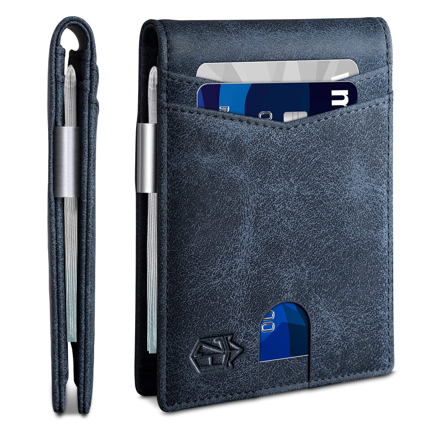 Zitahli Money Clip Wallets for Men,Slim Bifold Wallet 10-12 Cards, Mens Leather Wallet with ID Window,RFID Blocking Thin Minimalist Credit Card Holder,Gifts for Him