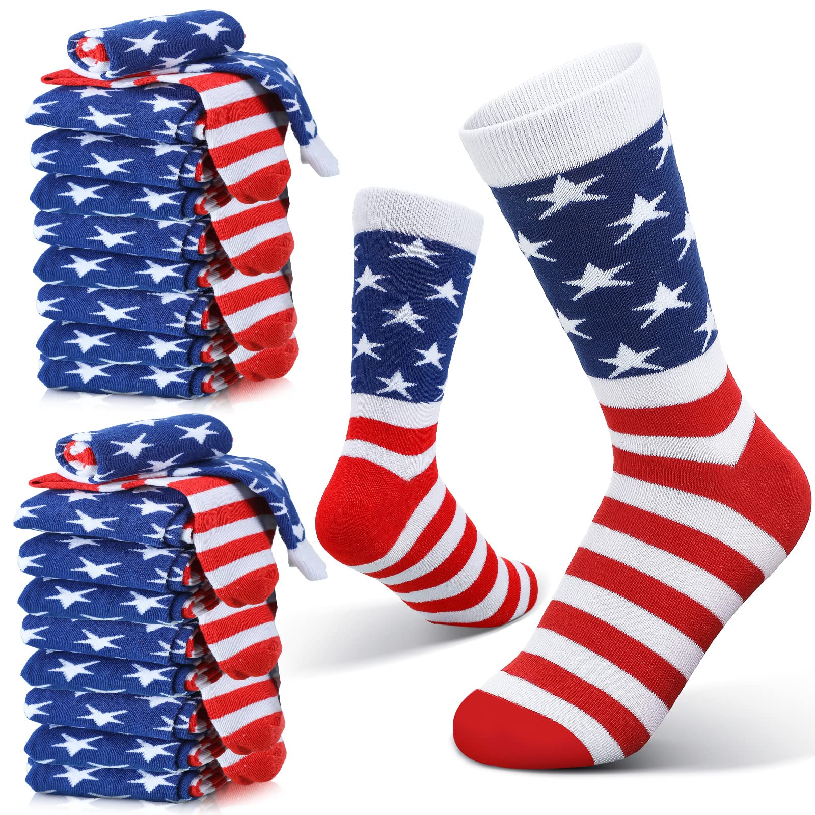 Zhanmai 24 Pairs 4th of July USA Socks Men Women Classic