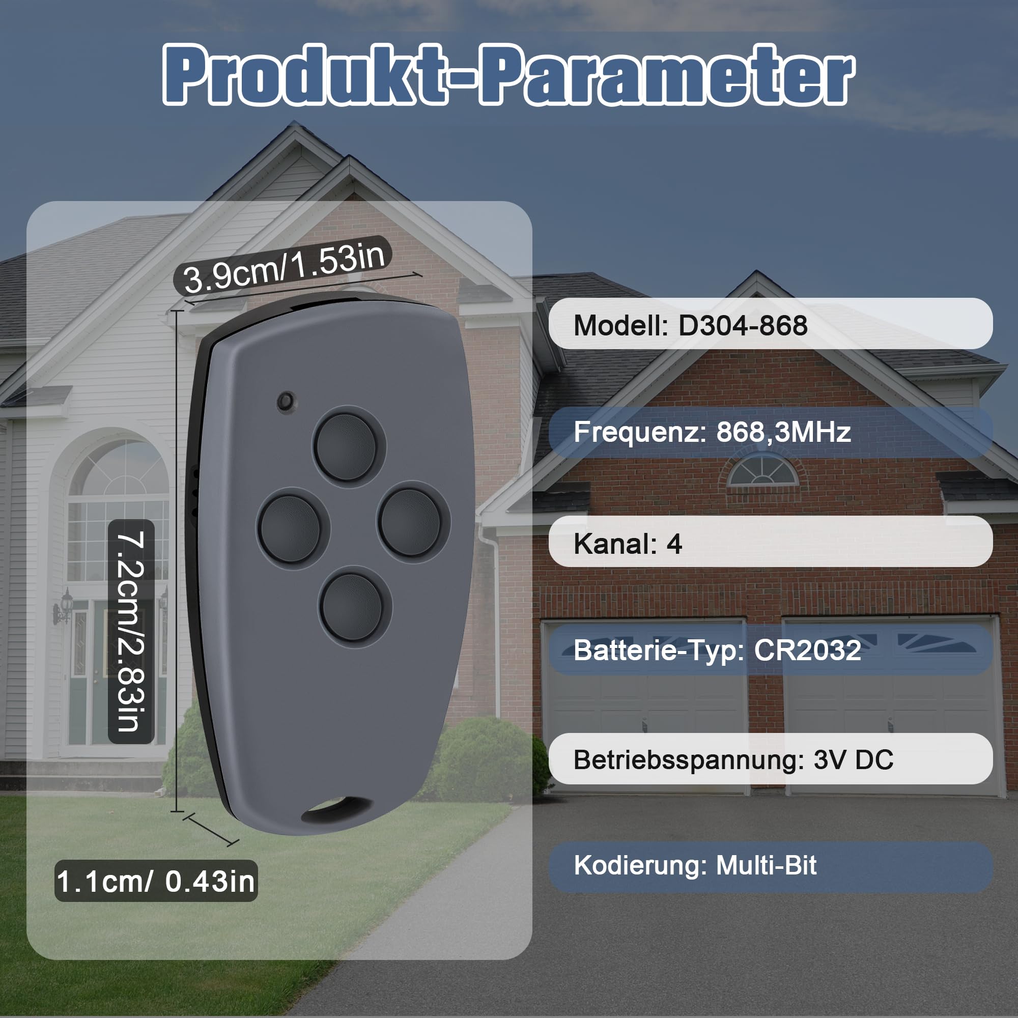 pepape 2 Stück Garagentor Handsender für Marantec D304-868, D302-868, D384-868, D321-868, D323-868, Kompatibel mit Marantec Digital 868.3MHz Fernbedienung